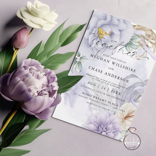 Pastel Lilac  Watercolor Bouquet Invitation