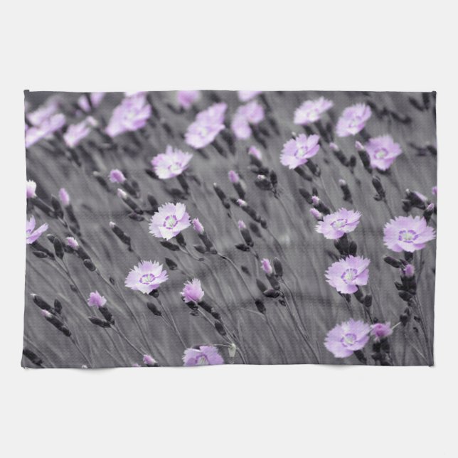 Pastel Lilac Wildflowers Kitchen Towel (Horizontal)