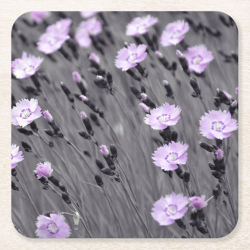 Pastel Lilac Wildflowers Square Paper Coaster