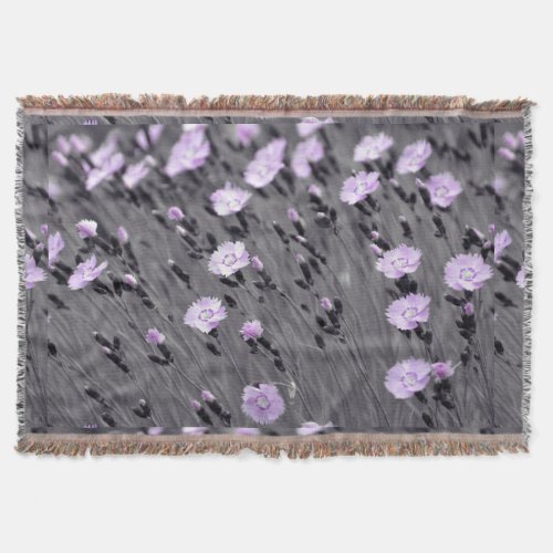 Pastel Lilac Wildflowers Throw Blanket