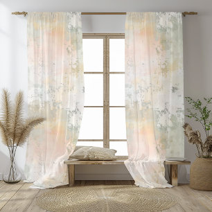 Pastel Limewash Abstract Print Sheer Curtains