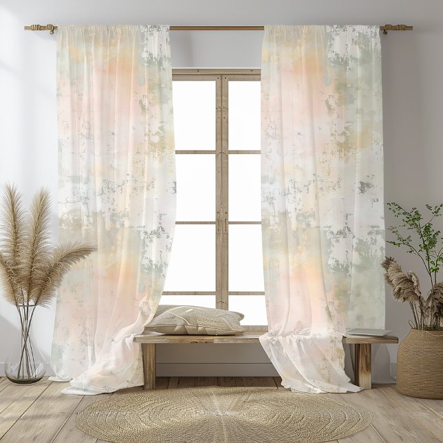  Pastel Limewash Abstract Print  Sheer Curtains (Creator Uploaded)