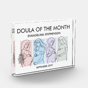 Pastel Line Art DOULA OF THE MONTH Acrylic Award