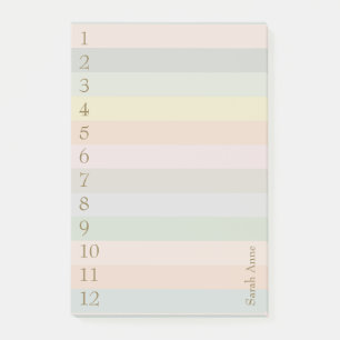 Pastel Lines with Large Gold Numbers Post-it Notes