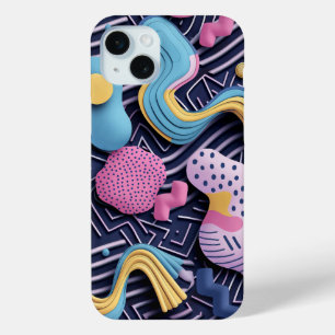 Pastel lines with rounded shapes  iPhone 15 plus case