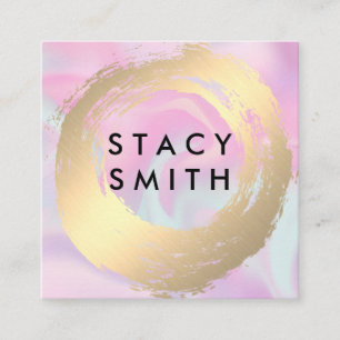 Pastel Liquid Background Gold Brushed Square Business Card