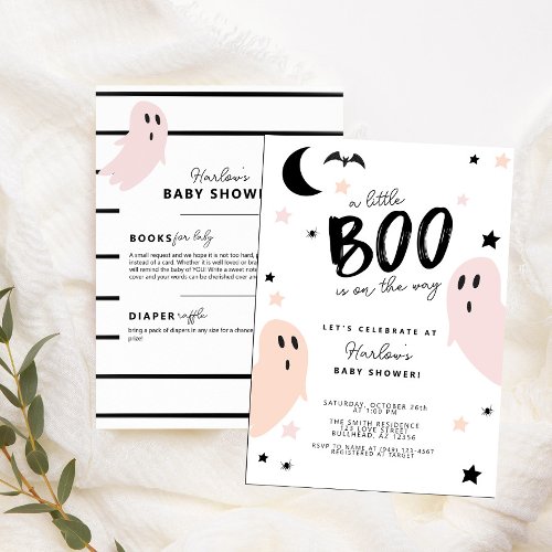 Pastel Little Boo on the way Halloween Baby Shower Invitation