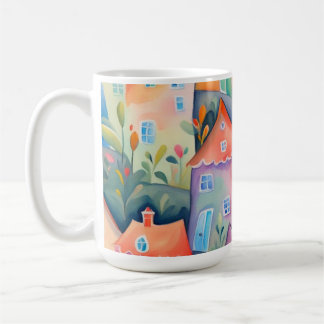 Pastel little houses in soft color, peaceful color coffee mug