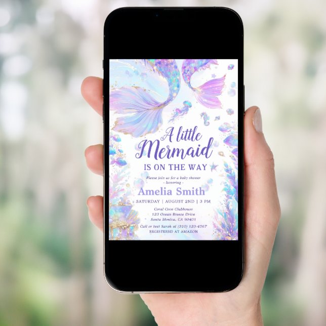 Pastel Little Mermaid Baby Shower Invitation (Front Digital)