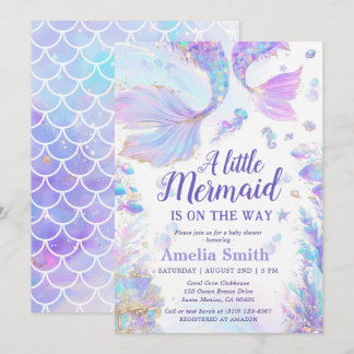 Pastel Little Mermaid Baby Shower Invitation