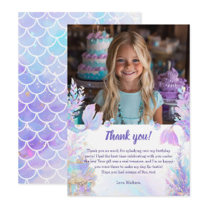 Pastel Little Mermaid Birthday Thank You Card