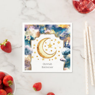 Pastel Little Moon Birthday Napkins