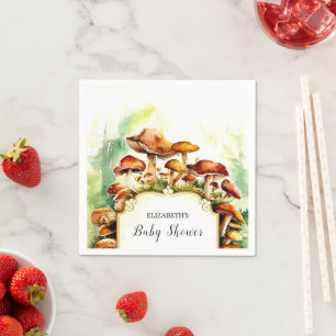 Pastel Little Mushroom Baby Shower Napkins