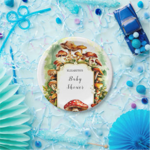 Pastel Little Mushroom Baby Shower Paper Plates