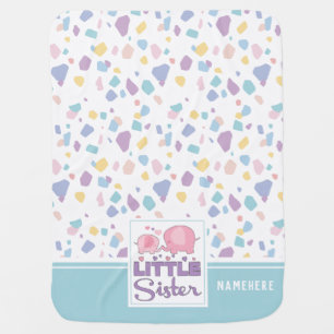 Pastel Little Sister Elephant Colorful Pattern Baby Blanket