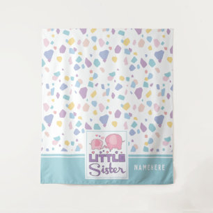 Pastel Little Sister Elephant Colorful Pattern Tapestry