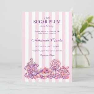 Pastel Little Sugar Plum Candy Baby Shower Invitation