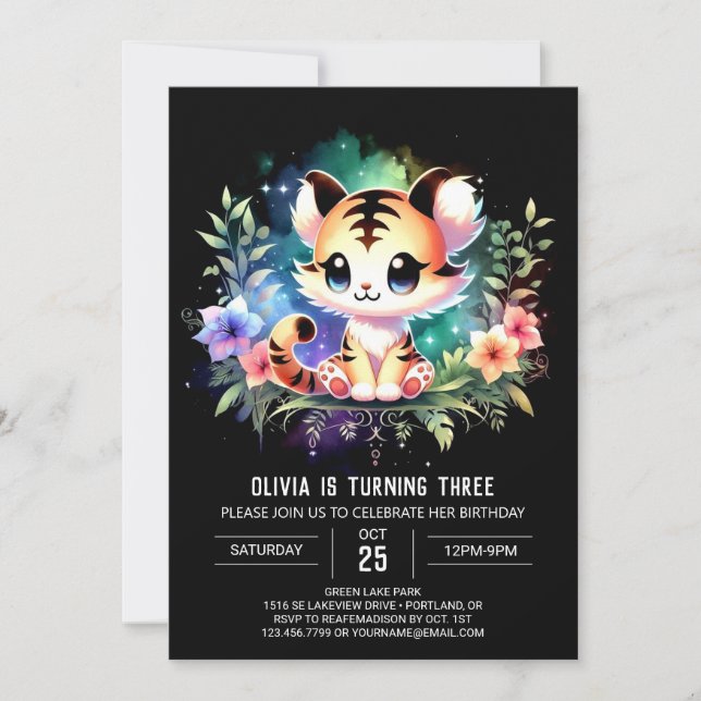 Pastel Little Tiger Birthday Invitation (Front)
