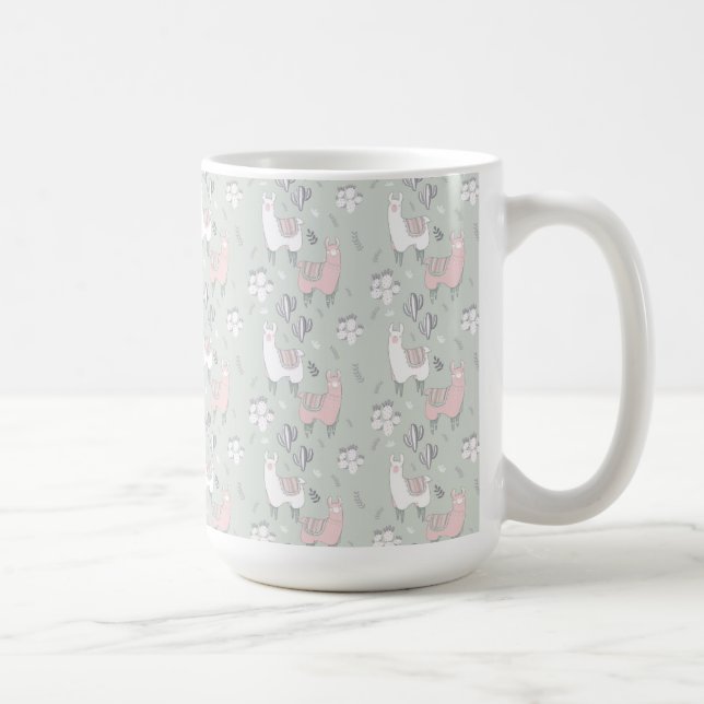 Pastel Llama Pattern Coffee Mug (Right)