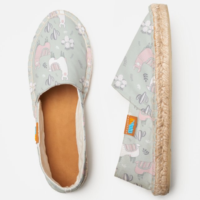 Pastel Llama Pattern Espadrilles (Side)