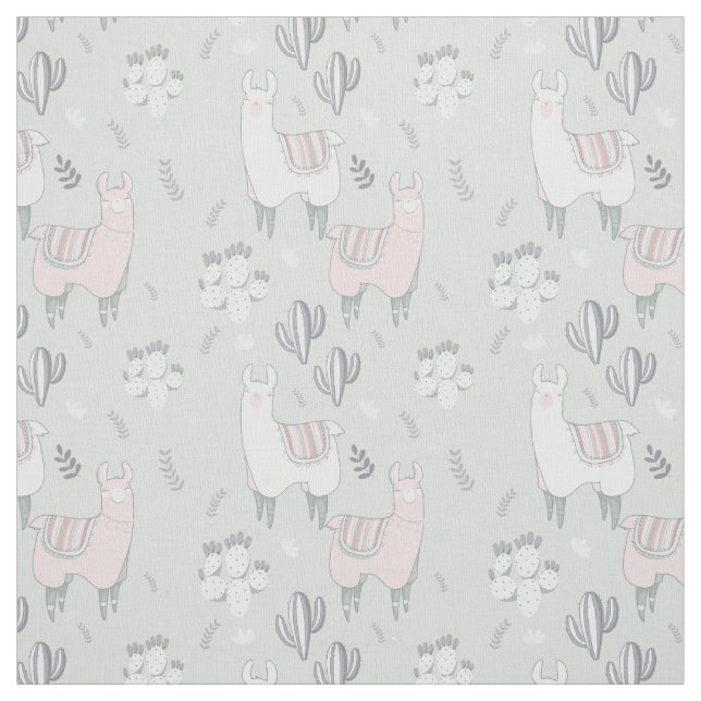 Pastel Llama Pattern Fabric (Swatch)