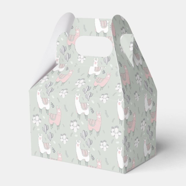 Pastel Llama Pattern Favor Boxes (Front Side)