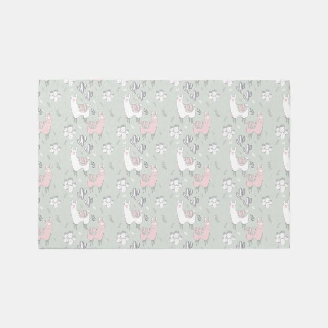 Pastel Llama Pattern Rug (Front)