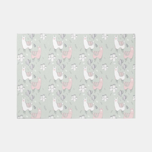 Pastel Llama Pattern Rug (Front)
