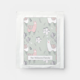 Pastel Llama Pattern Tea Bag Drink Mix