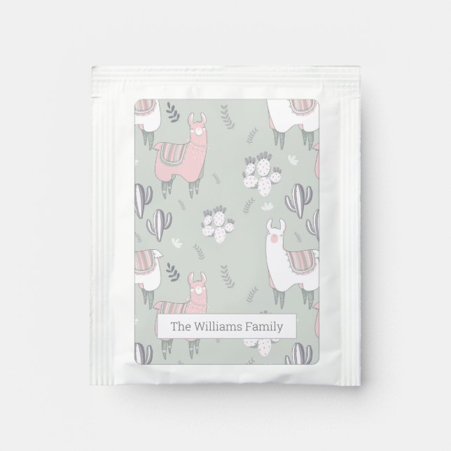 Pastel Llama Pattern Tea Bag Drink Mix (Front)
