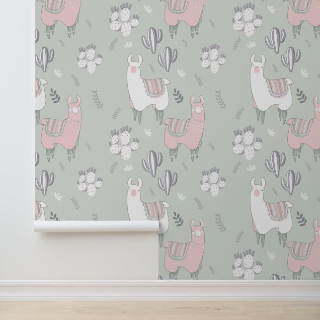 Pastel Llama Pattern Wallpaper (Application)