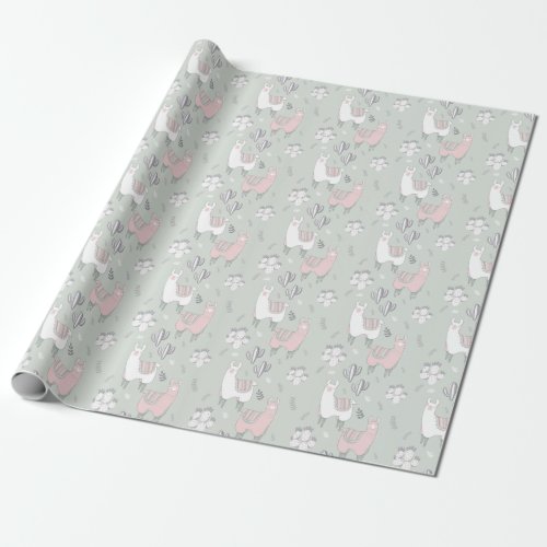 Pastel Llama Pattern Wrapping Paper