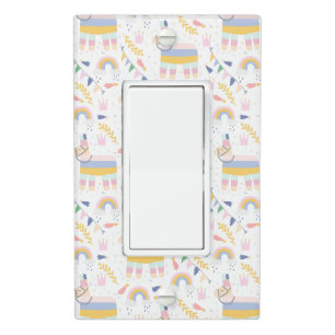 Pastel Llama Rainbow Baby Nursery Light Switch Cover
