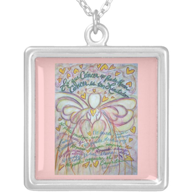 Pastel Lo que Cáncer no Puede Hacer Angel Necklace (Front)