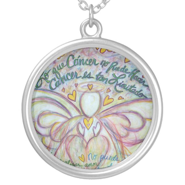 Pastel Lo que Cáncer no Puede Hacer Angel Necklace (Front)