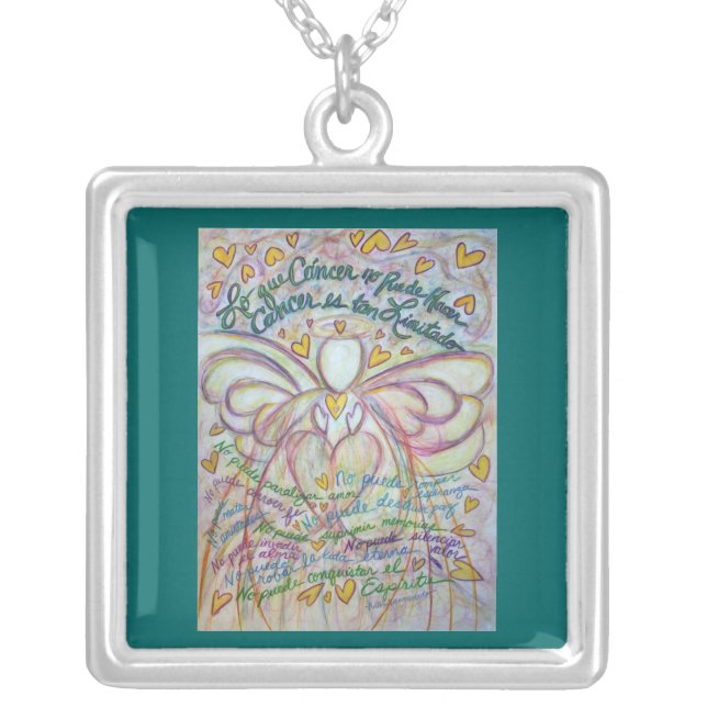Pastel Lo que Cáncer no Puede Hacer Angel Necklace (Front)