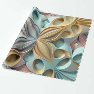 Pastel Loops and Folded Forms in Mint and Cream Wrapping Paper