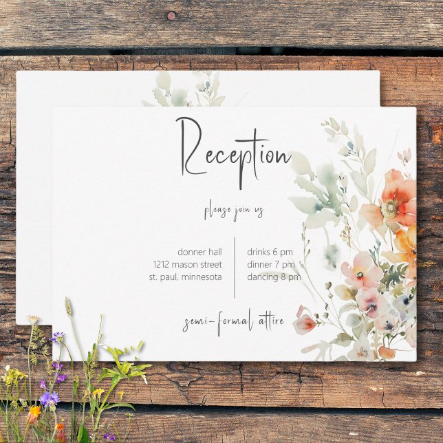 Pastel Loose Wildflowers Modern Reception Enclosure Card (Pastel Loose Wildflowers Modern Reception Enclosure Card)