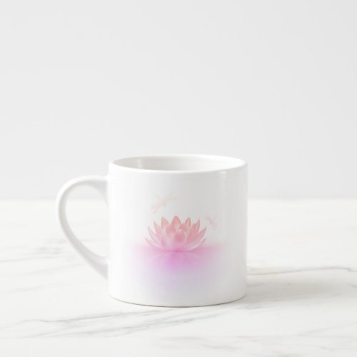 Pastel Lotus and Dragonflies Espresso Cup
