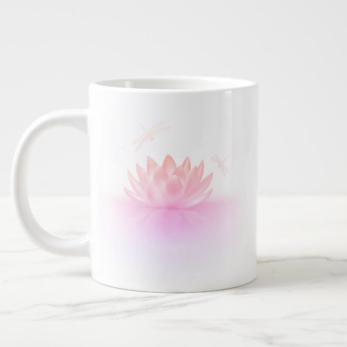 Pastel Lotus and Dragonflies Jumbo Mug