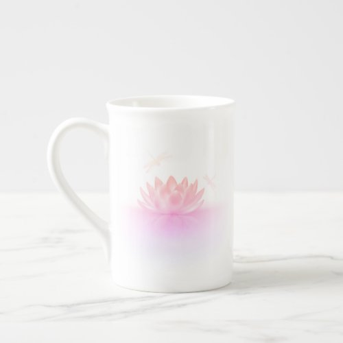 Pastel Lotus and Dragonflies Tea Cup