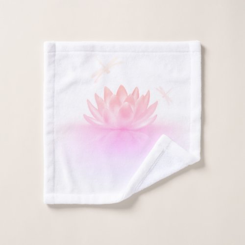 Pastel Lotus and Dragonflies Wash Cloth