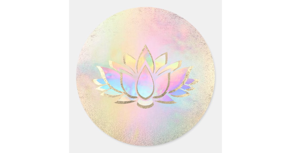 pastel lotus flower logo classic round sticker | Zazzle