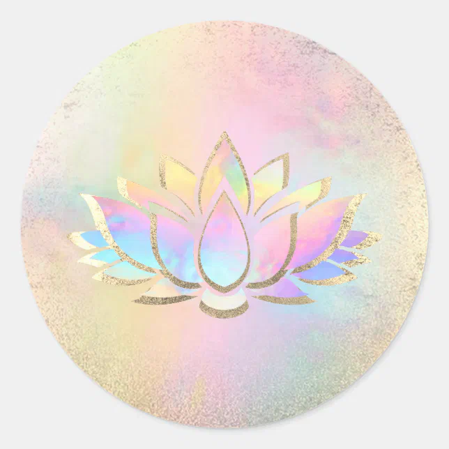 pastel lotus flower logo classic round sticker | Zazzle