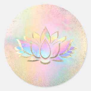 pastel lotus flower logo classic round sticker