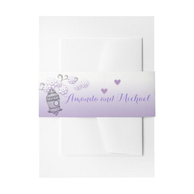 Pastel love birds wedding stationery Belly Band (Front Example)