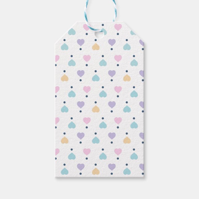 Pastel Love Heart Pattern Gift Tags (Front)
