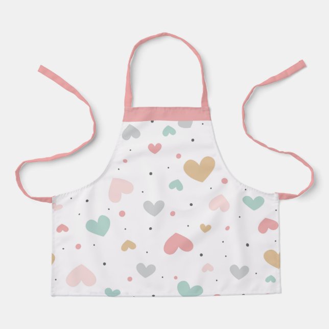Pastel Love hearts colorful pattern  Apron (Front)