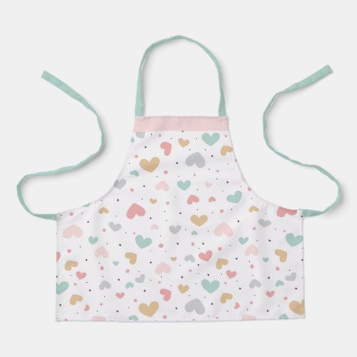 Pastel Love Hearts Colorful Seamless Pattern Apron