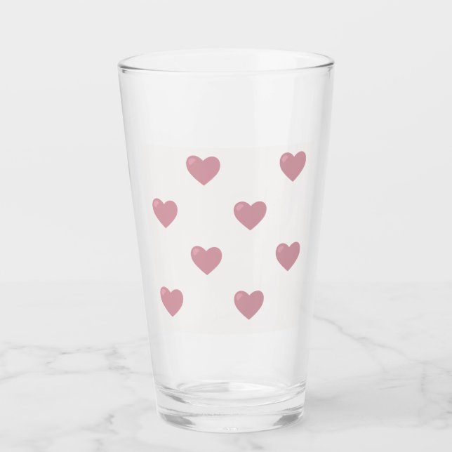 Pastel Love Hearts Glass (Front)